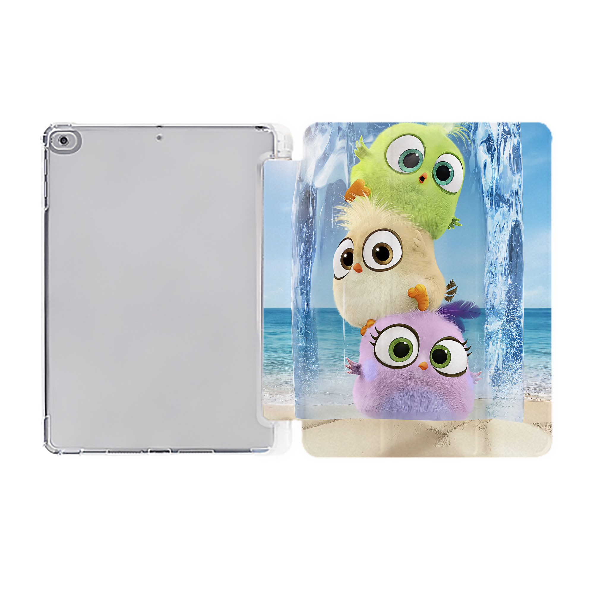 （画像用） Angry Birds アングリーバード IPad ケース ペン収納付き 三つ折りスタンド PUレザー×シリコン 対応機種9.5/10.5/10.9インチ
